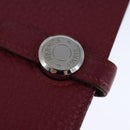 HERMES Dogon GM Wallet Leather Red Silver Auth kk428-12