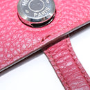 HERMES Dogon GM Wallet Leather Red Silver Auth kk428-13