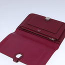 HERMES Dogon GM Wallet Leather Red Silver Auth kk428-14