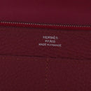 HERMES Dogon GM Wallet Leather Red Silver Auth kk428-15