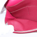 HERMES Dogon GM Wallet Leather Red Silver Auth kk428-19