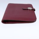 HERMES Dogon GM Wallet Leather Red Silver Auth kk428-4