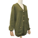 Salvatore Ferragamo Cardigan Wool M Khaki Auth kk430-1