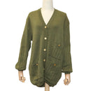 Salvatore Ferragamo Cardigan Wool M Khaki Auth kk430-2