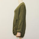 Salvatore Ferragamo Cardigan Wool M Khaki Auth kk430-4