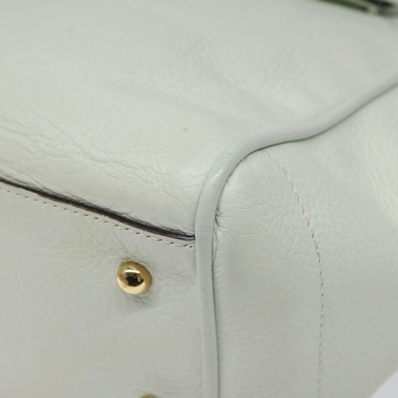 LOEWE Heritage Tote Bag Leather White Gold Auth kk436