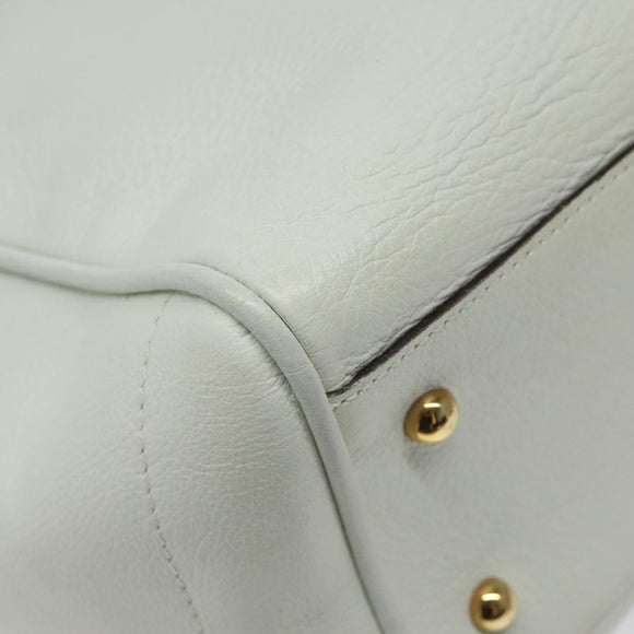 LOEWE Heritage Tote Bag Leather White Gold Auth kk436