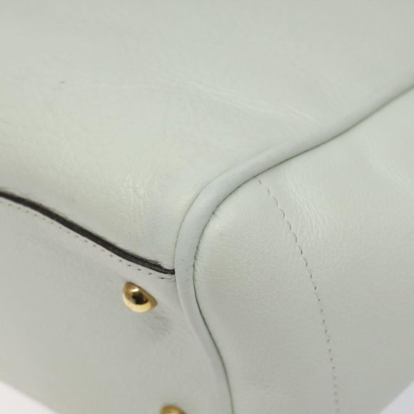 LOEWE Heritage Tote Bag Leather White Gold Auth kk436