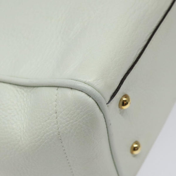 LOEWE Heritage Tote Bag Leather White Gold Auth kk436
