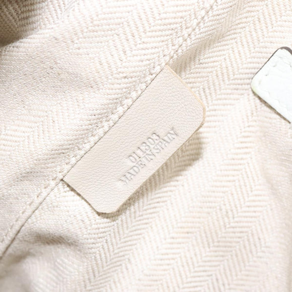 LOEWE Heritage Tote Bag Leather White Gold Auth kk436