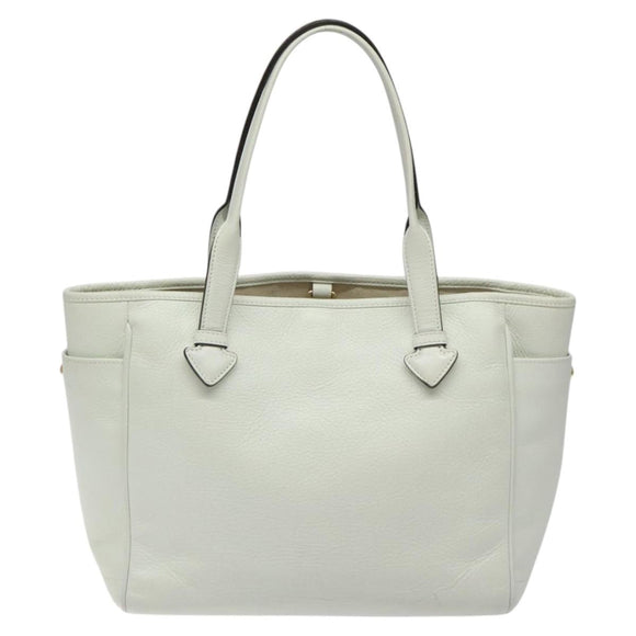 LOEWE Heritage Tote Bag Leather White Gold Auth kk436