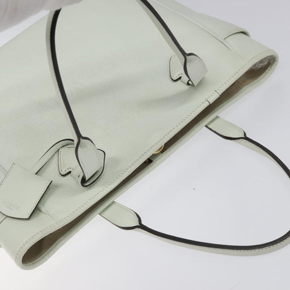 LOEWE Heritage Tote Bag Leather White Gold Auth kk436