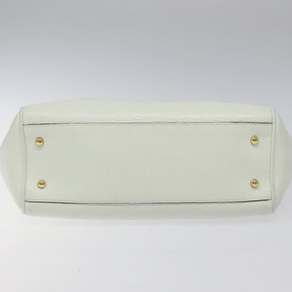 LOEWE Heritage Tote Bag Leather White Gold Auth kk436