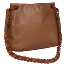 PRADA Shoulder Bag Leather Brown Auth kk437-1