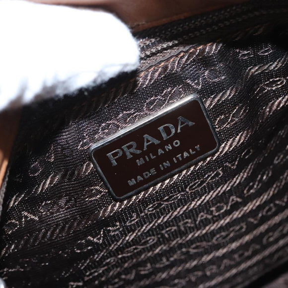PRADA Shoulder Bag Leather Brown Auth kk437