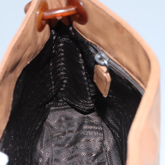 PRADA Shoulder Bag Leather Brown Auth kk437