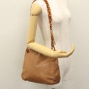PRADA Shoulder Bag Leather Brown Auth kk437-22