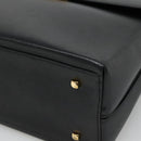 Salvatore Ferragamo Gancini Hand Bag Leather 2way Black Gold Auth kk442-9