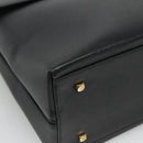 Salvatore Ferragamo Gancini Hand Bag Leather 2way Black Gold Auth kk442-14