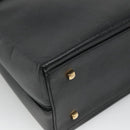 Salvatore Ferragamo Gancini Hand Bag Leather 2way Black Gold Auth kk442-16