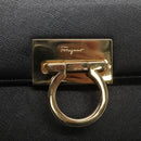 Salvatore Ferragamo Gancini Hand Bag Leather 2way Black Gold Auth kk442-17