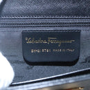 Salvatore Ferragamo Gancini Hand Bag Leather 2way Black Gold Auth kk442-12