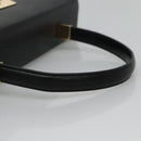 Salvatore Ferragamo Gancini Hand Bag Leather 2way Black Gold Auth kk442-7