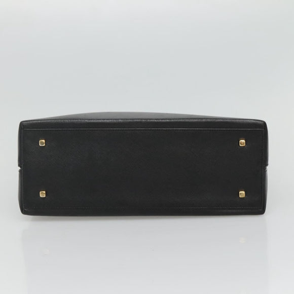 Salvatore Ferragamo Gancini Hand Bag Leather 2way Black Gold Auth kk442