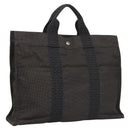 HERMES Her Line MM Tote Bag Canvas Gray Silver Auth kk445-1