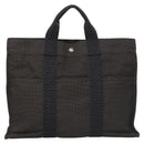 HERMES Her Line MM Tote Bag Canvas Gray Silver Auth kk445-13