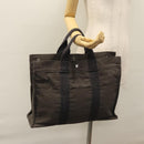 HERMES Her Line MM Tote Bag Canvas Gray Silver Auth kk445-21