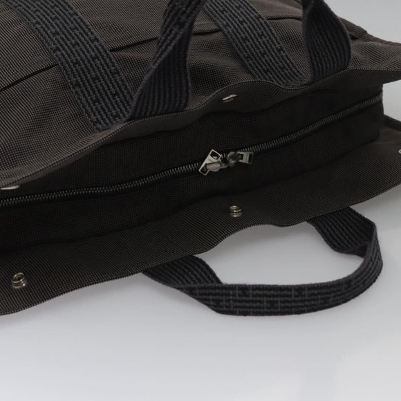 HERMES Her Line MM Tote Bag Canvas Gray Silver Auth kk445