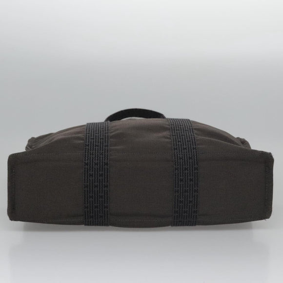 HERMES Her Line MM Tote Bag Canvas Gray Silver Auth kk445