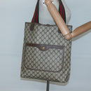 GUCCI GG Supreme Web Sherry Line Tote Bag PVC Leather Beige 39.02.003 Auth kk456-21