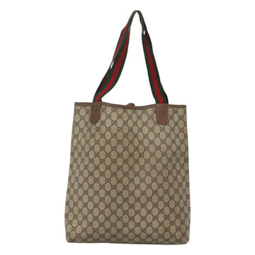 GUCCI GG Supreme Web Sherry Line Tote Bag PVC Leather Beige 39.02.003 Auth kk456 - 0