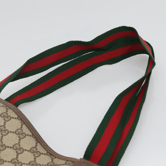 GUCCI GG Supreme Web Sherry Line Tote Bag PVC Leather Beige 39.02.003 Auth kk456