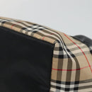 BURBERRY Nova Check Blue Label Hand Bag Nylon Beige Silver Auth kk458-9