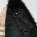 BURBERRY Nova Check Blue Label Hand Bag Nylon Beige Silver Auth kk458-10