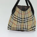 Burberrys Blue Label Hand Bag Nylon Beige Silver Auth kk459-3