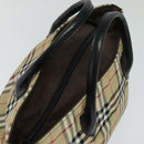 Burberrys Blue Label Hand Bag Nylon Beige Silver Auth kk459-6