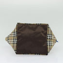 Burberrys Blue Label Hand Bag Nylon Beige Silver Auth kk459-5