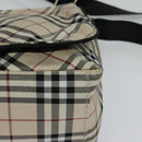 BURBERRY Nova Check Blue Label Shoulder Bag Nylon Beige Silver Auth kk460-14