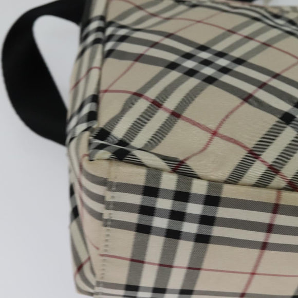 BURBERRY Nova Check Blue Label Shoulder Bag Nylon Beige Silver Auth kk460