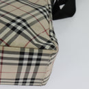 BURBERRY Nova Check Blue Label Shoulder Bag Nylon Beige Silver Auth kk460-16