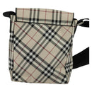 BURBERRY Nova Check Blue Label Shoulder Bag Nylon Beige Silver Auth kk460-2