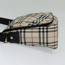 BURBERRY Nova Check Blue Label Shoulder Bag Nylon Beige Silver Auth kk460-3
