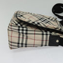 BURBERRY Nova Check Blue Label Shoulder Bag Nylon Beige Silver Auth kk460-4