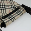 BURBERRY Nova Check Blue Label Shoulder Bag Nylon Beige Silver Auth kk460-6