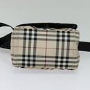 BURBERRY Nova Check Blue Label Shoulder Bag Nylon Beige Silver Auth kk460-5