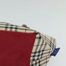 BURBERRY Nova Check Blue Label Tote Bag Nylon Beige Silver Auth kk461-14